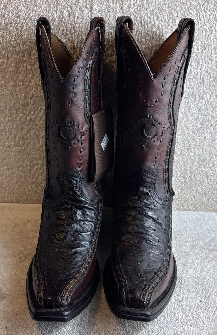 Cuadra Men's Black Cherry 3 Pieces Ostrich Leather Western Boots Size 7 EE 26501